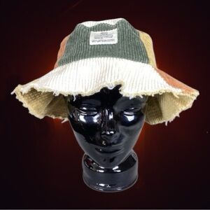 Urban Outfitters BDG NWT Multicolored Corduroy Patchwork Frayed Bucket Hat OS